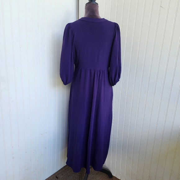 Connected Apparel Women's Purple Babydoll Boho Dress Puff Sleeve Pockets Sz 4 - Picture 6 of 12